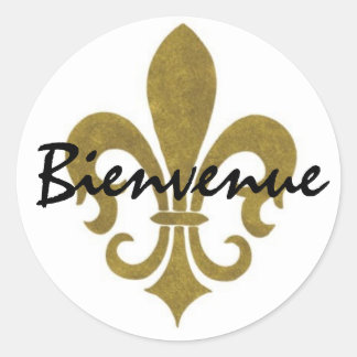 fleur de lis goud, Bienvenue Ronde Sticker