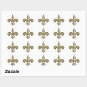 Fleur de lis - Goud en zwart Ronde Sticker (Vel)