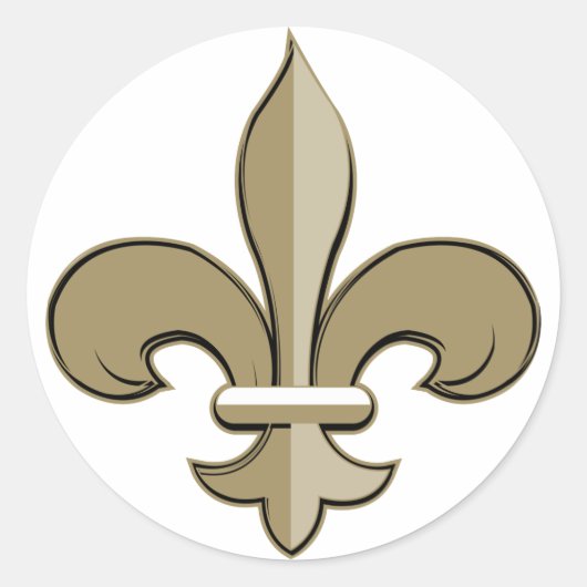 Fleur de lis - Goud en zwart Ronde Sticker (Voorkant)
