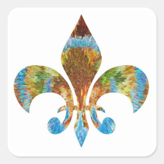 Fleur de Lis: Goud in zilver gegraveerd Vierkante Sticker