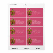 Fleur de Lis Goud Zwart Formeel Elegant Hot Pink Etiket (Full Sheet)