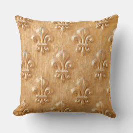 fleur de lis, goudbeschilderd hout,  hout buitenkussen