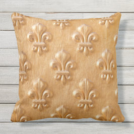 fleur de lis, goudbeschilderd hout, hout buitenkussen