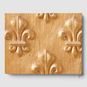 fleur de lis, goudbeschilderd hout,  hout gastenboek (Achterkant)