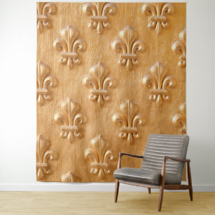 fleur de lis, goudbeschilderd hout,  hout wandkleed