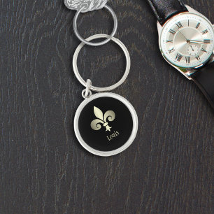 Fleur de Lis Gouden Monogram Sleutelhanger