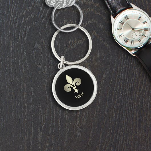Fleur de Lis Gouden Monogram Sleutelhanger