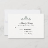 Fleur-de-lis Gray White Wedding RSVP Kaarten (Voorkant)