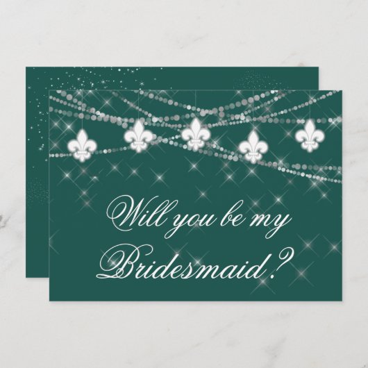 Fleur de Lis Green Lights | Vet mijn Bridesmaid (Voorkant / Achterkant)