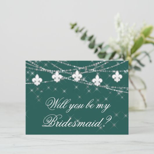 Fleur de Lis Green Lights | Vet mijn Bridesmaid (Staand voorkant)