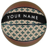 Fleur de Lis, Green on Beige, Royal, Your Name Basketbal (Voorkant)