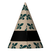 Fleur de Lis, Green on Beige, Royal, Your Name Feesthoedjes (Achterkant)