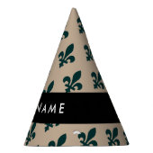 Fleur de Lis, Green on Beige, Royal, Your Name Feesthoedjes (Rechts)
