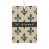Fleur de Lis, Green on Beige, Royal, Your Name Luchtverfrisser (Achterkant)