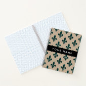 Fleur de Lis, Green on Beige, Royal, Your Name Notitieboek (Binnen)