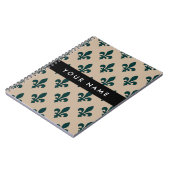 Fleur de Lis, Green on Beige, Royal, Your Name Notitieboek (Linkerzijde)