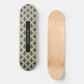Fleur de Lis, Green on Beige, Royal, Your Name Persoonlijk Skateboard (Voorkant)