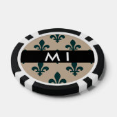 Fleur de Lis, Green on Beige, Royal, Your Name Poker Chips (Enkel)