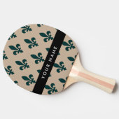 Fleur de Lis, Green on Beige, Royal, Your Name Tafeltennisbatje (Zijkant)