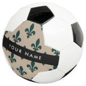 Fleur de Lis, Green on Beige, Royal, Your Name Voetbal (Drie kwart)