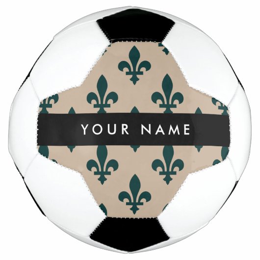 Fleur de Lis, Green on Beige, Royal, Your Name Voetbal (Voorkant)