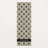 Fleur de Lis, Green on Beige, Royal, Your Name Yogamat (Voorkant)
