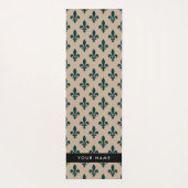 Fleur de Lis, Green on Beige, Royal, Your Name Yogamat (Achterkant)