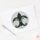 Fleur de lis Green/Silver Ronde Sticker (Envelop)