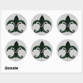 Fleur de lis Green/Silver Ronde Sticker (Vel)