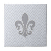 Fleur de Lis Grey Lila Diamond Pattern Tegeltje (Voorkant)