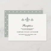 Fleur-de-lis Grijs Wit Receptie Kaart (Voorkant / Achterkant)