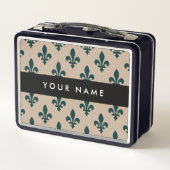 Fleur de Lis, Groen op Beige, Koninklijk, Uw Naam (Achterkant)