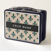 Fleur de Lis, Groen op Beige, Koninklijk, Uw Naam (Voorkant)