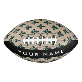 Fleur de Lis, Groen op Beige, Koninklijk, Uw Naam American Football