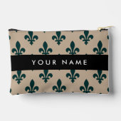Fleur de Lis, Groen op Beige, Koninklijk, Uw Naam Etui (Achterkant)