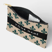 Fleur de Lis, Groen op Beige, Koninklijk, Uw Naam Etui (Open)