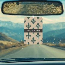 Fleur de Lis, Groen op Beige, Koninklijk, Uw Naam