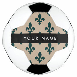 Fleur de Lis, Groen op Beige, Koninklijk, Uw Naam Voetbal