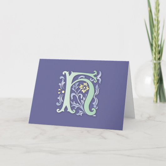 Fleur-de-lis H Monogram Feestdagen Kaart (Voorkant)
