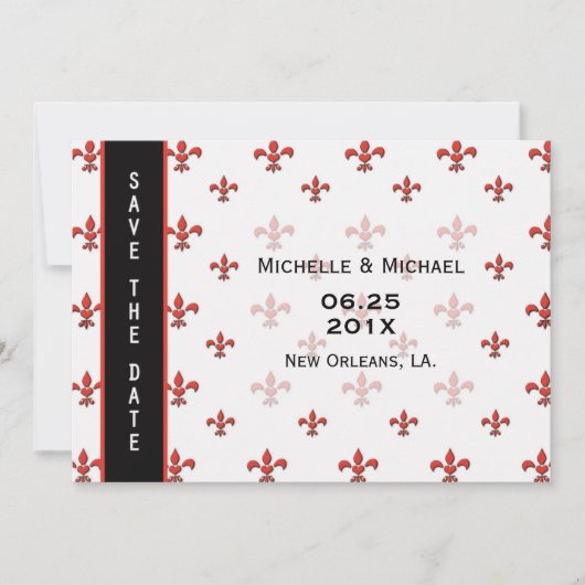 Fleur de Lis Hart Save the Date Kaart (Voorkant)