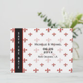 Fleur de Lis Hart Save the Date Kaart (Staand voorkant)