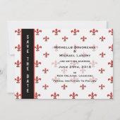Fleur de Lis Hart Save the Date Kaart (Achterkant)