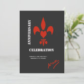 Fleur de Lis Heart Amour Jubileum Invites Kaart (Staand voorkant)