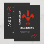 Fleur de Lis Heart Amour Jubileum Invites Kaart (Voorkant / Achterkant)