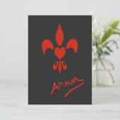 Fleur de Lis Heart Amour Party - Uitnodigingen (Staand voorkant)