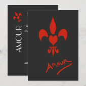 Fleur de Lis Heart Amour Party - Uitnodigingen (Voorkant / Achterkant)