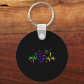 Fleur De Lis Heartbeat Nurse Mardi Gras Carnival M Sleutelhanger (Voorkant)