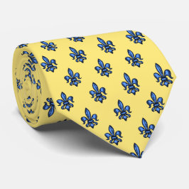 Fleur-de-lis Heraldic Yellow Two-Sided Stropdas