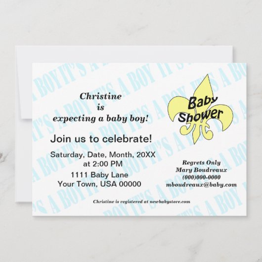 Fleur de Lis Het is een Jongen Baby shower Kaart (Voorkant)