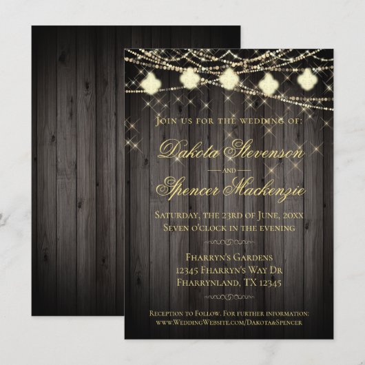 Fleur de Lis Houten Lichten | Rustieke bruiloft Kaart (Voorkant / Achterkant)